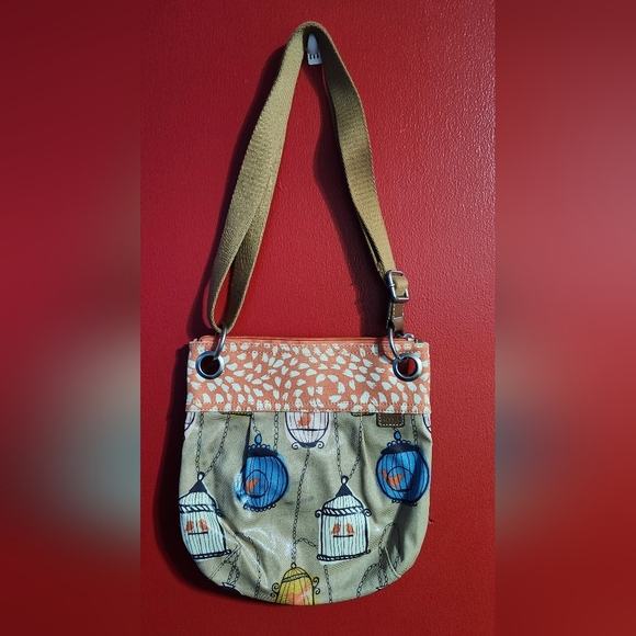 Fossil Key-Per Birds Coated Canvas Crossbody Shoulder Bag - Picture 1 of 6